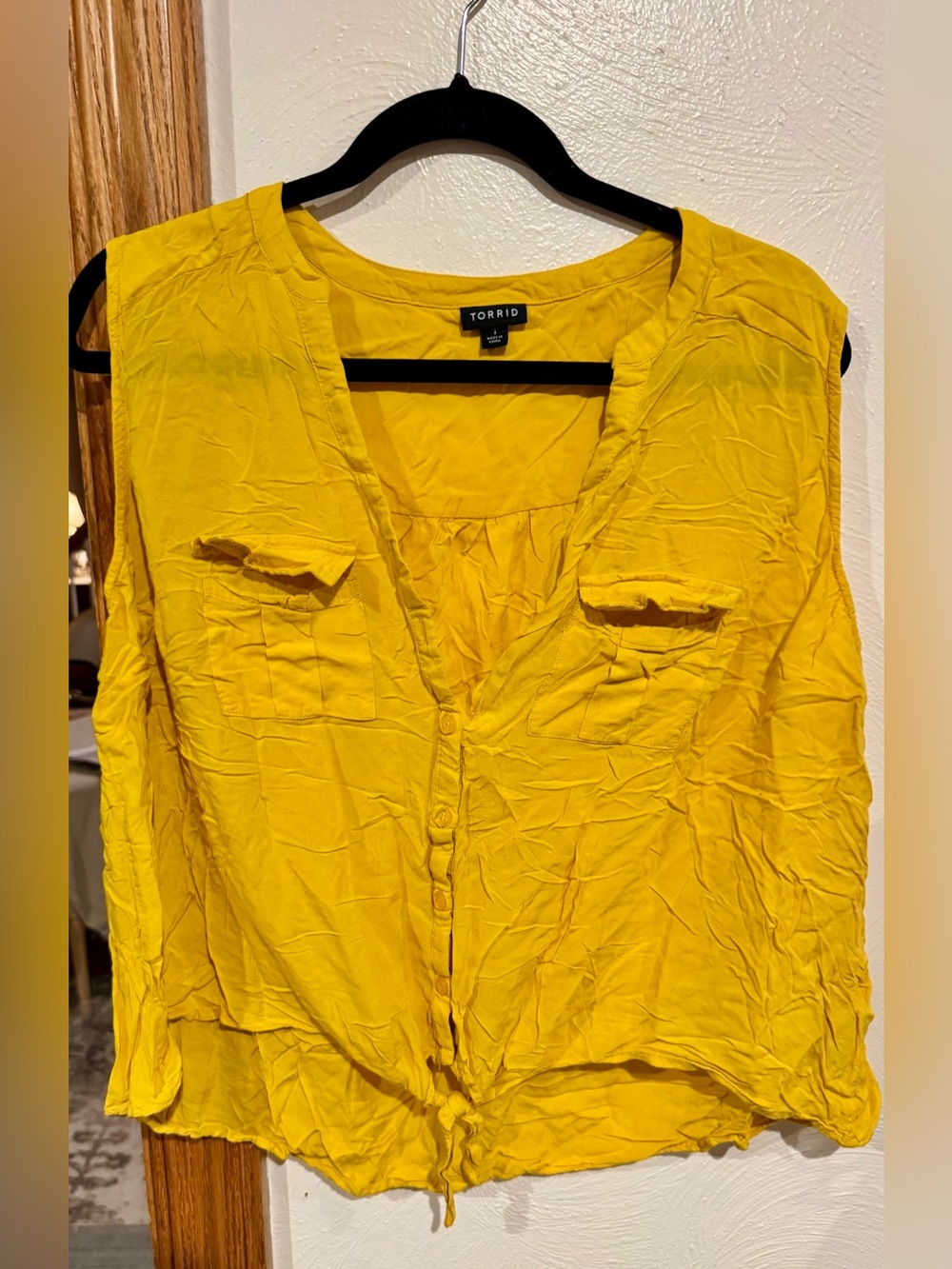 torrid Bright Yellow Sleeveless Button-Front Blouse